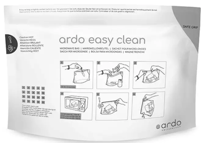 ardo SWITZERLAND Easy Clean Multi-use Microwave Steam Cleaning Bags