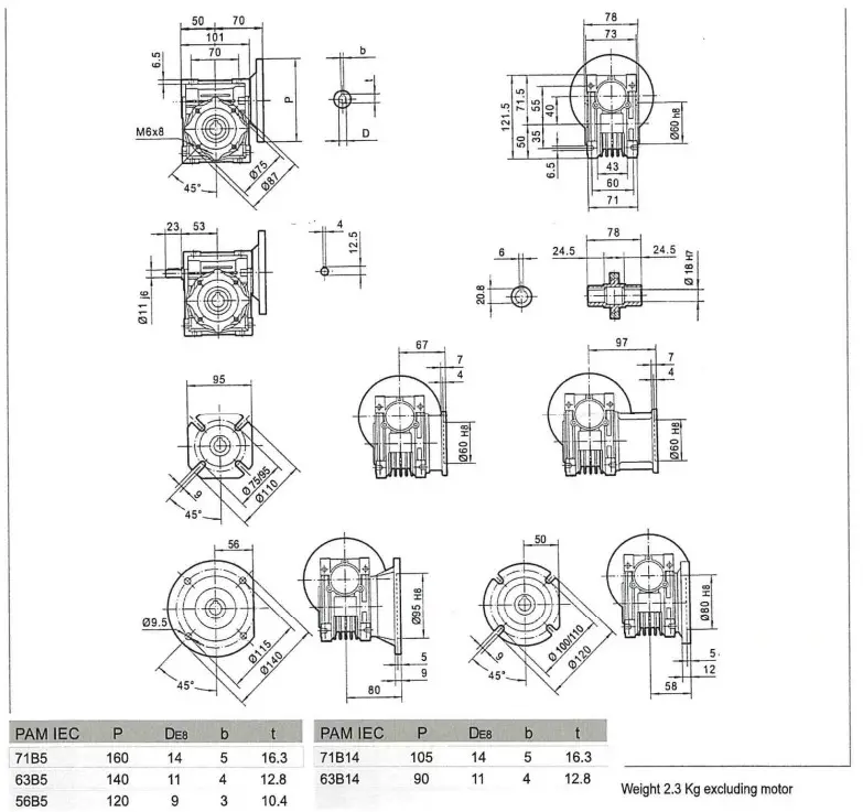 MSF VATHAUER 191738 Thre Phase Worm Gearbox Motor - Dimensions 2