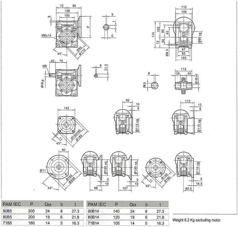 MSF VATHAUER 191738 Thre Phase Worm Gearbox Motor - Dimensions 4