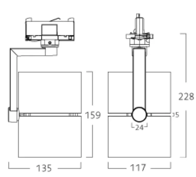 51743-504 LED Track Light Dimensions