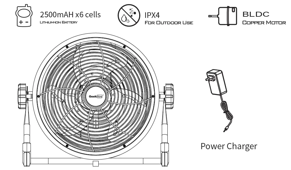 GeekAire CF1 Rechargeable Outdoor High Velocity Fan 1