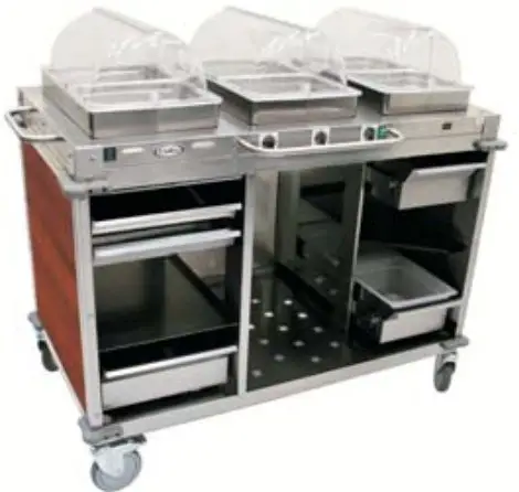 Cadco CBC-HHHH-L4 Mobile Hot Buffet Carts with Laminate or Stainless Panels
