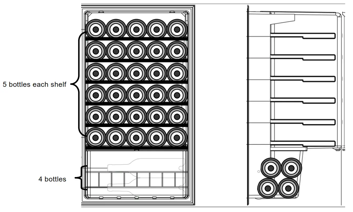 Whynter 34 Bottle Freestanding Stainless Steel Wine Refrigerator - Bottle Storage 1