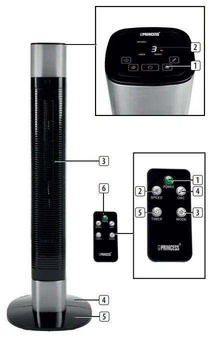 PRINCESS 01.358280.02.001 Smart Tower Fan - fig