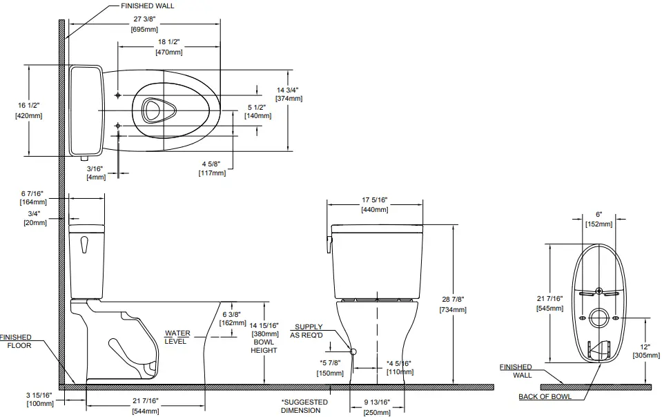 TOTO CST746CSM Drake Close Coupled Toilet 1.6 and 0.8 GPF-FIG3