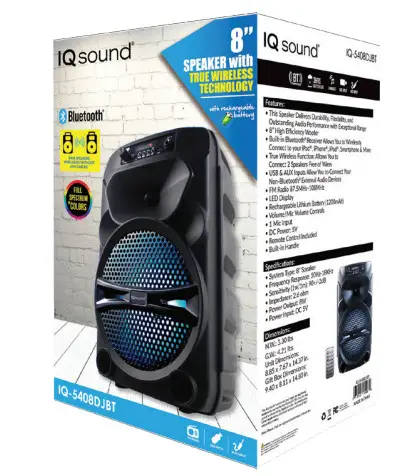 IQ sound IQ5408DJBT 8 Bluetooth Speaker - FEATURES
