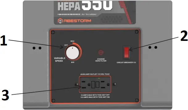 ABESTORM HEPA 550 - Control Panel