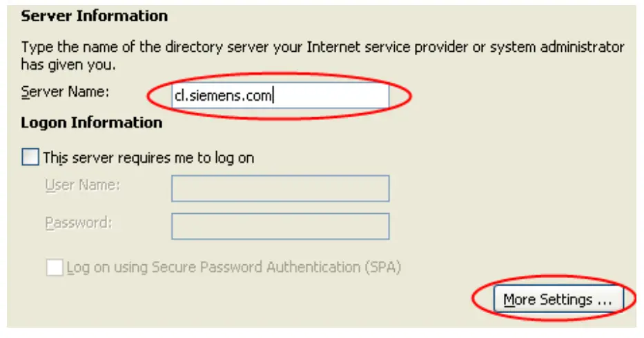 SIEMENS E Mail Encryption with Business Partners - More Settings