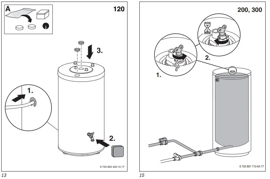 Buderus P120.5 Buffer Cylinder Instruction Manual - Fig 13,14