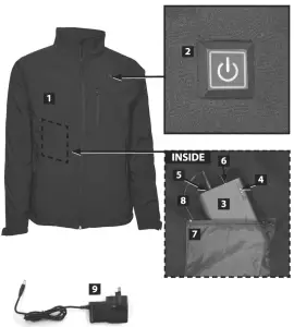 TOTAL TOOLS HJBLACKMXL 5 Zone Heated Jacket - COMPONENTS