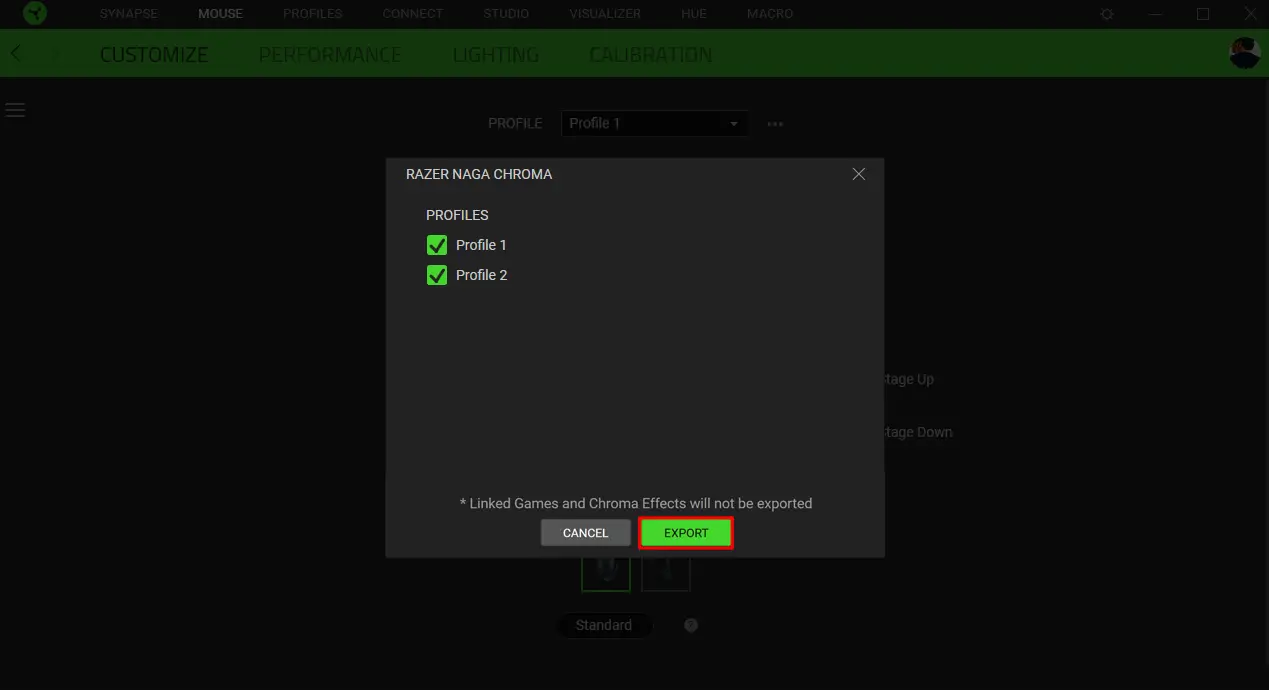 export and import profiles and configurations in Razer Synapse 3