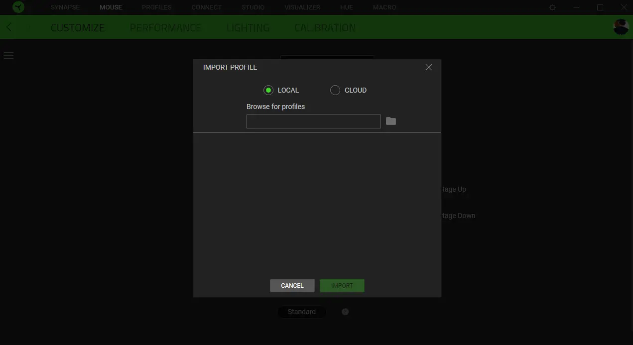 export and import profiles and configurations in Razer Synapse 3
