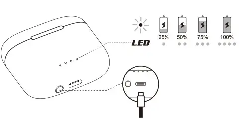 Gold Fingers Technology TWS-12N ANC TWS Wireless Earbuds- Charging