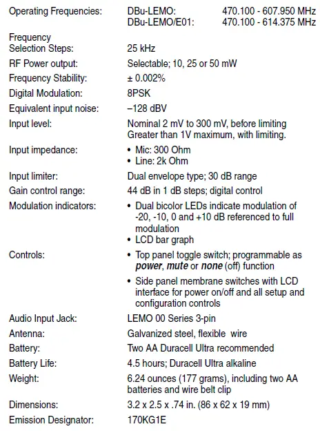 DBu-LEMO Digital Belt Pack Transmitter fig43