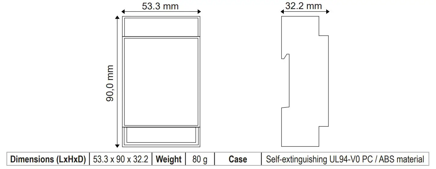 SENECA R-KEY-MBUS Converter of M-BUS to ModBUS RTU TCP-IP protocol - MODULE LAYOUT