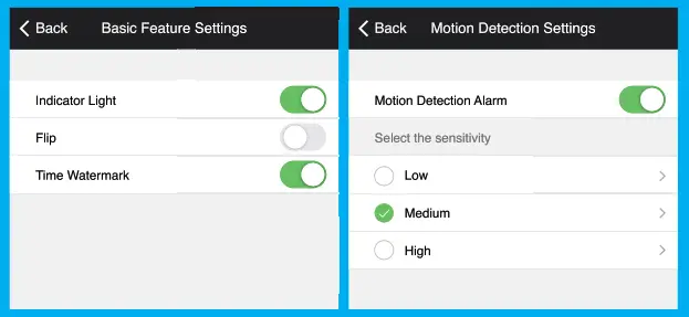 geeni Smart Wi-Fi Outdoor Camera - Settings 2