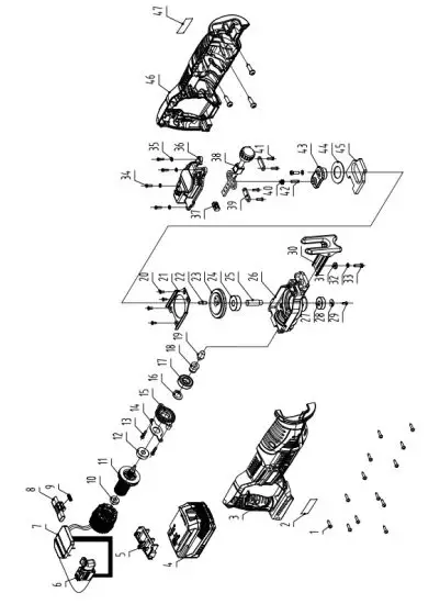 WEN 20630 20v Brushless Reciprocating Saw - PARTS LIST