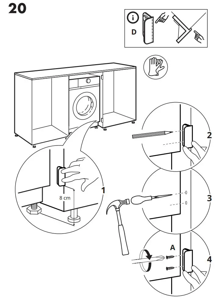 IKEA 004.940.73 TVATTAD Integrated Washer Dryer Instruction Manual - Installation 20