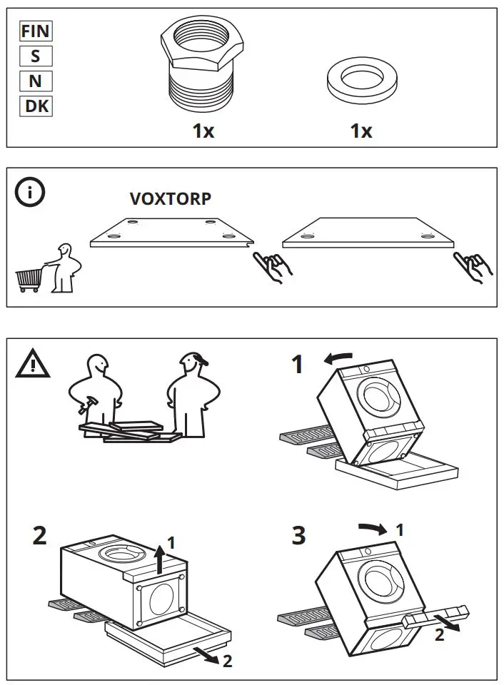IKEA 004.940.73 TVATTAD Integrated Washer Dryer Instruction Manual - Warning