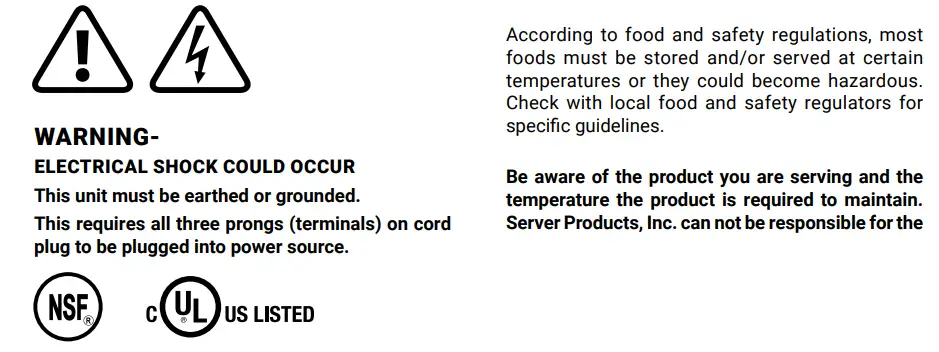 SERVER EZT EZ-Topper 48 oz. 2-Pouch Twin Topping Warmer Instruction Manual - SAFETY