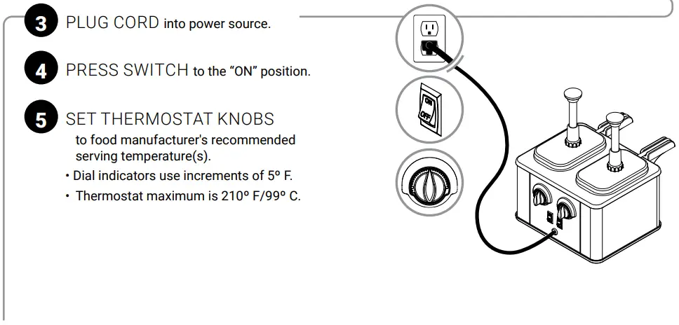 SERVER EZT EZ-Topper 48 oz. 2-Pouch Twin Topping Warmer Instruction Manual - UNIT SETUP