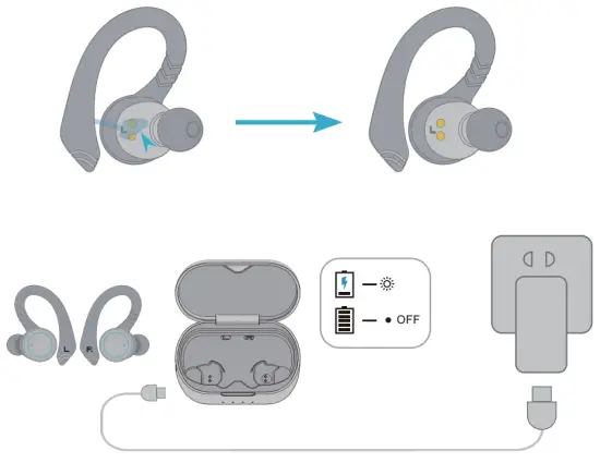 APEKX BE1033 Twin Wireless Earbuds With Charging Case - CHARGING