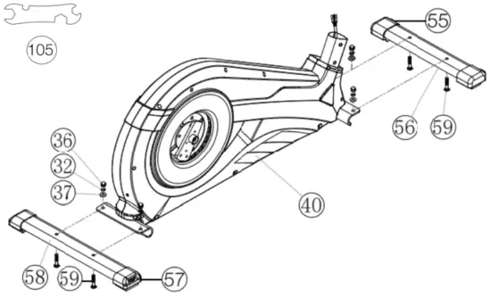 CHRISTOPEIT AX 8000 Crosstrainer Ergometer - Attach the stabilizer