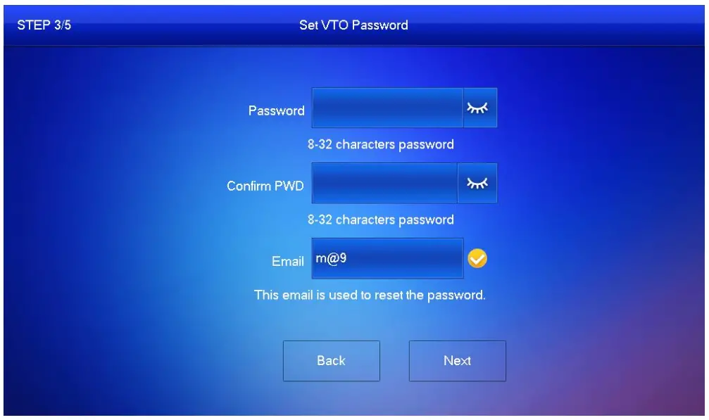 Set password for VTO