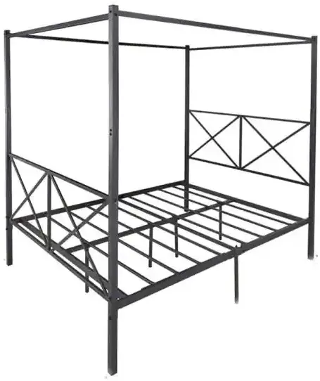 THE HOME DEPOT 747G Wide Queen-Size Unique X-Shaped Frame Black Platform Bed