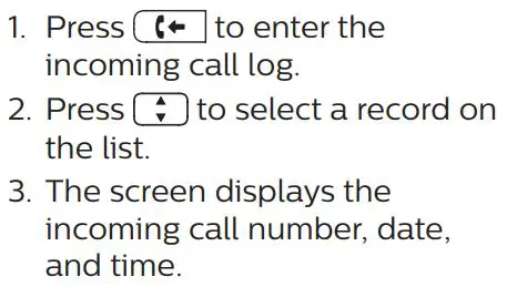 PHILIPS M20 Corded Phone User Manual - Query incoming calls