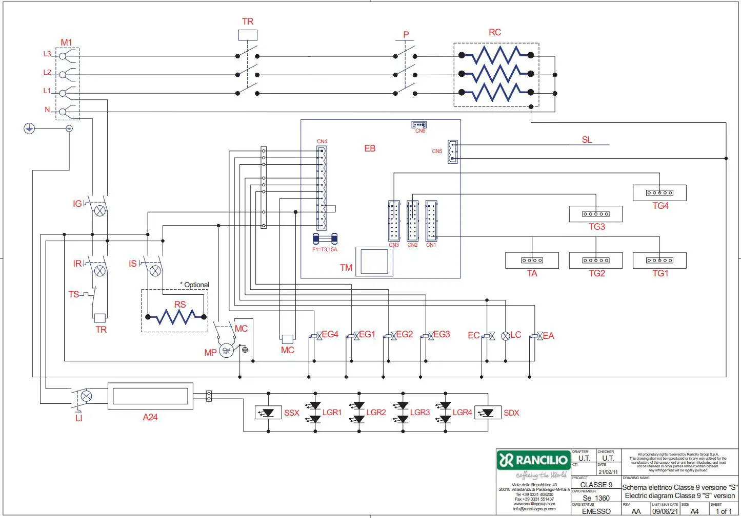 RANCILIO 019-CLASSE9S3 Document Set Classe 9 Espresso Machine Datasheet - How To use