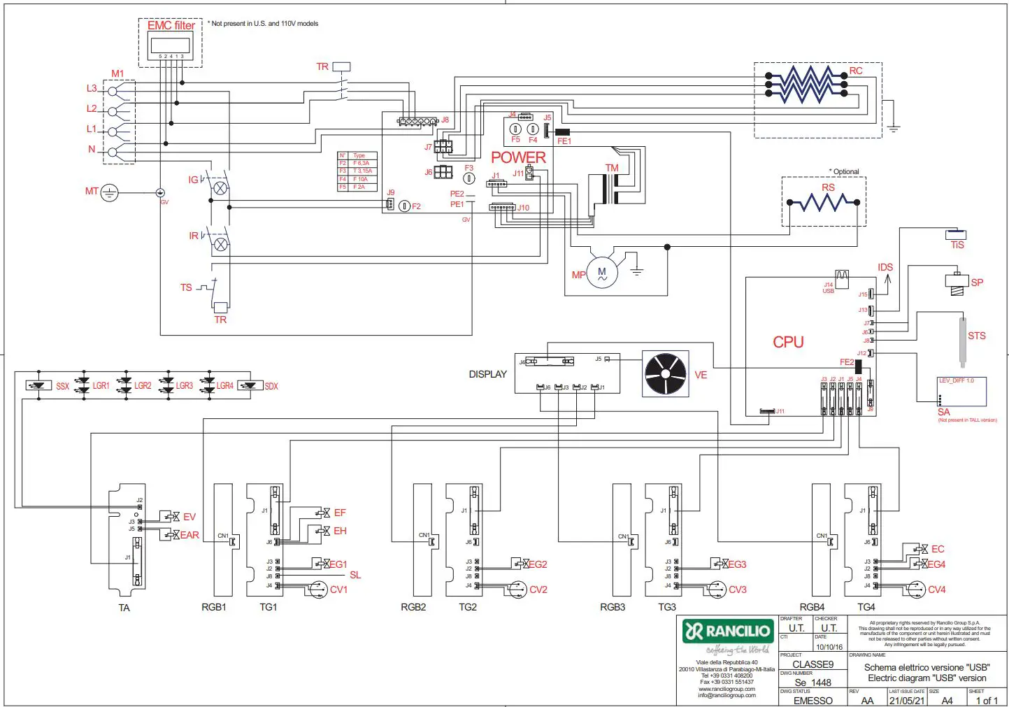 RANCILIO 019-CLASSE9S3 Document Set Classe 9 Espresso Machine Datasheet - How To use