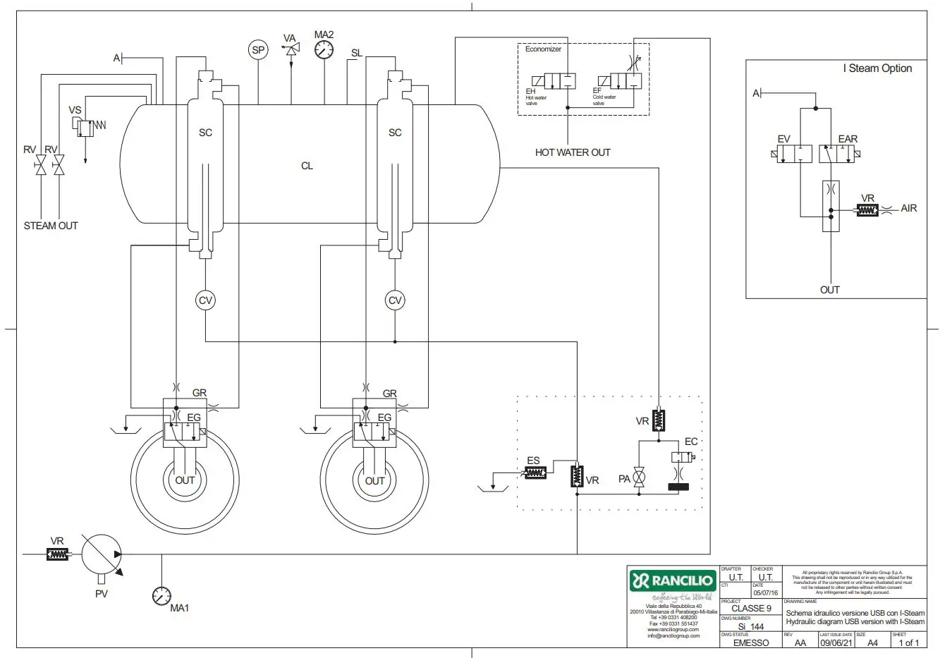 RANCILIO 019-CLASSE9S3 Document Set Classe 9 Espresso Machine Datasheet - How To use