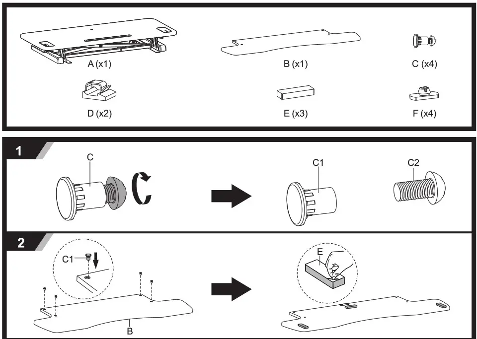 updesk DWS28-02N Sit-Stand Desktop Workstation - 2