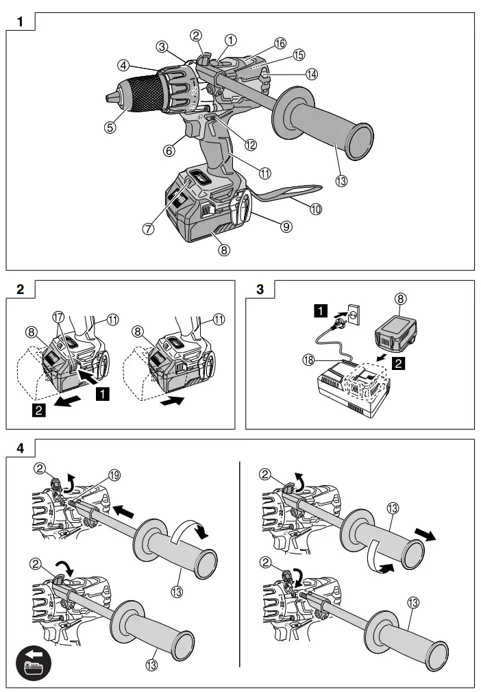 HiKOKI DS36DA Multi Volt Cordless Driver Drill -fig1