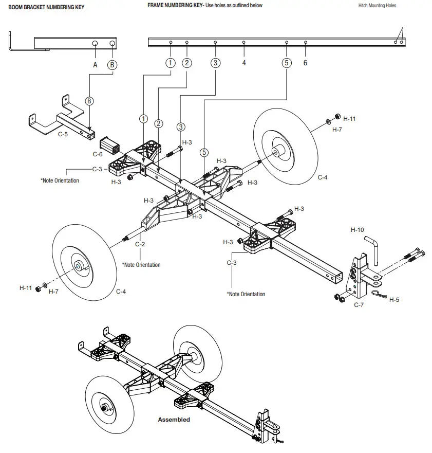CHAPIN 97761 ATV Trailer Kit - BOOM BRACKET NUMBERING KEY