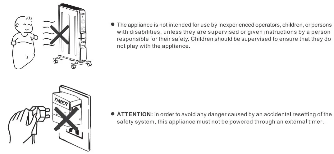 TURBRO Arcade HR1500 1500W Electric Mica Space Heater User Manual - Important Safeguards