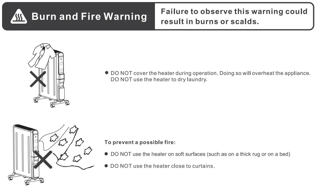 TURBRO Arcade HR1500 1500W Electric Mica Space Heater User Manual - Important Safeguards