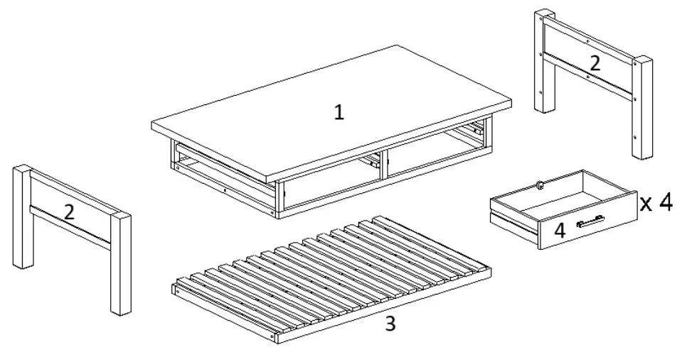 kogan SLBYRONCFTA Byron Lift Top Coffee - COMPONENTS