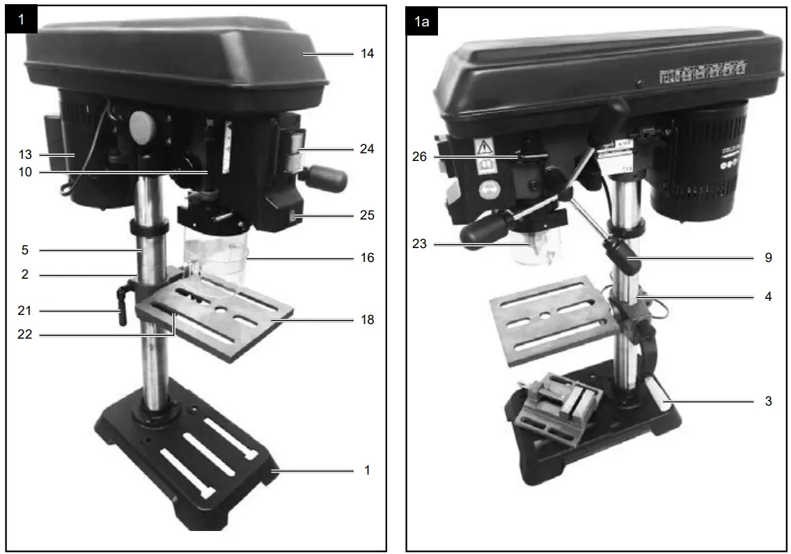 scheppach DP16SL Bench Drill with Cross Line Laser - Fig 1