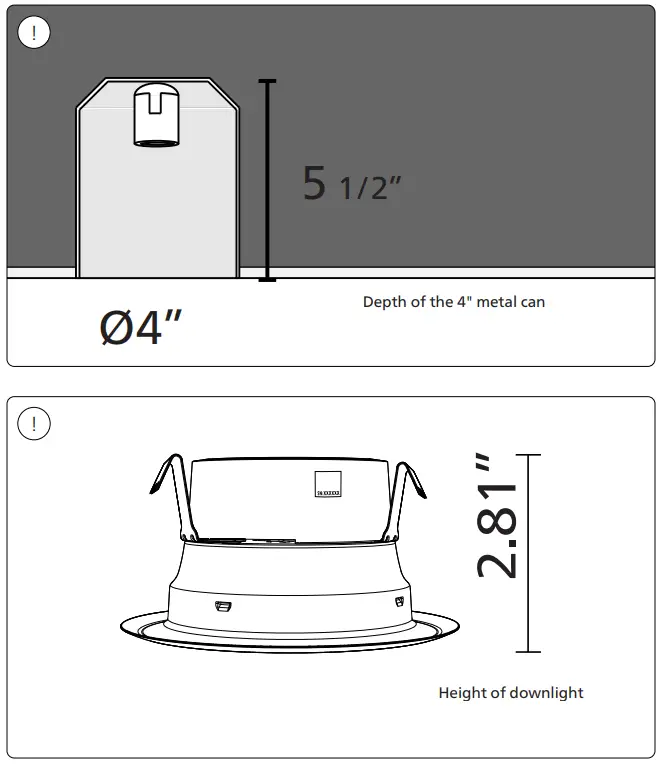 The Hue Retroﬁt Recessed Downlight is designed to install into most recessed can ﬁxtures. However, please be aware that it may not be compatible with some models. Always ensure a secure ﬁt into the can and ensure that the Hue Retroﬁt Recessed Downlight ﬁts ﬁrmly against the ceiling and does not sag out of the ﬁxture.