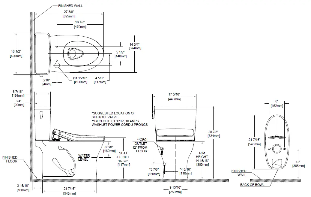 TOTO MW7463046CSMG Dual Flush Elongated Standard Height 2-piece WaterSense Toilet 2
