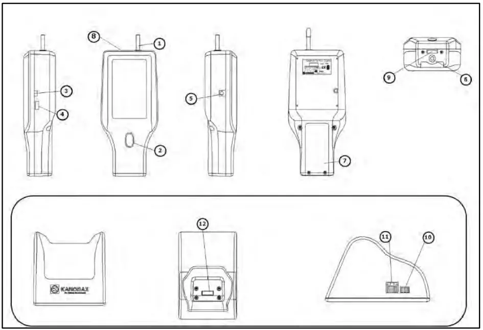 KANOMAX 3889-01 KIT Handheld Particle Counter Kit - icKANOMAX 3889-01 KIT Handheld Particle Counter Kit - Part Names and Functionson 8