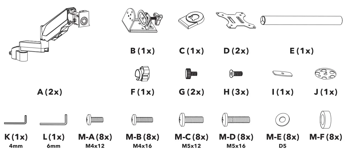 AlzaErgo APW EGARD10B ErgoArm D10B Tube Monitor Arm for Tables - fig