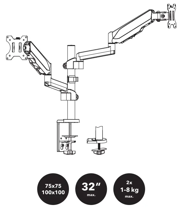 AlzaErgo APW EGARD10B ErgoArm D10B Tube Monitor Arm for Tables