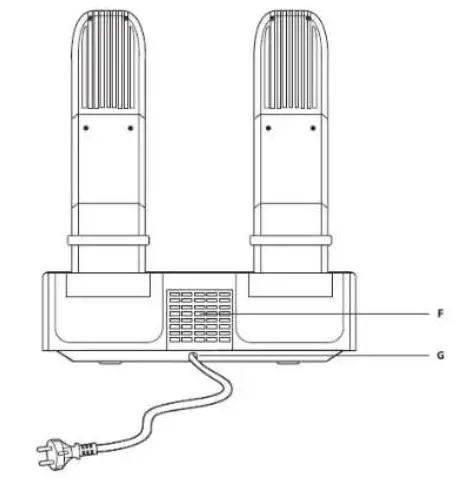CareMax ESD-19 Electric Shoe Dryer - BACK VIEW