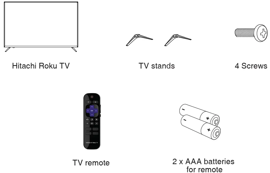 HITACHI 40RC53 Roku TV What’s in the box