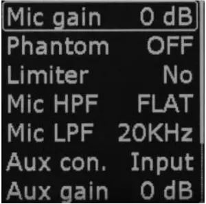 Audio menu