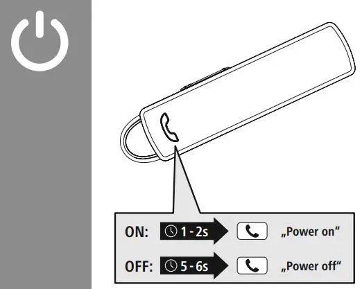 hama 00184146 MyVoice1500 Bluetooth Mono Headset Instruction Manual - Power Button