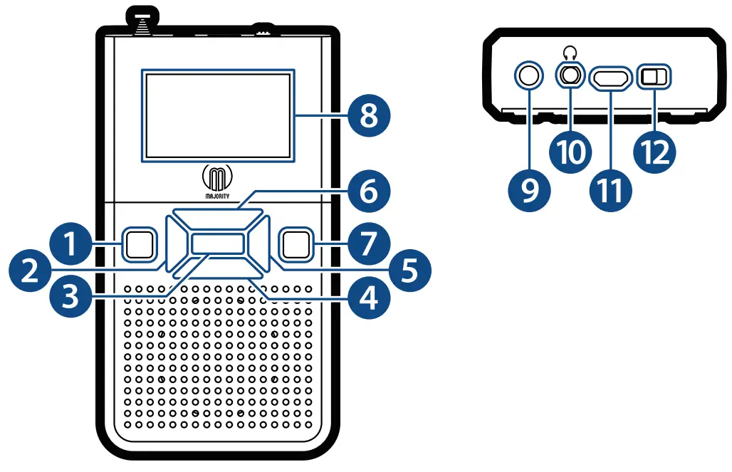 MAJORITY CB1B DAB BLK Romsey Pocket DAB and DAB with Speaker-Controls and Functions
